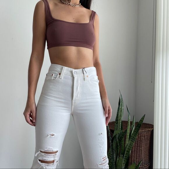 NWT Wedgie high rise distressed white cream jeans - Picture 7 of 8